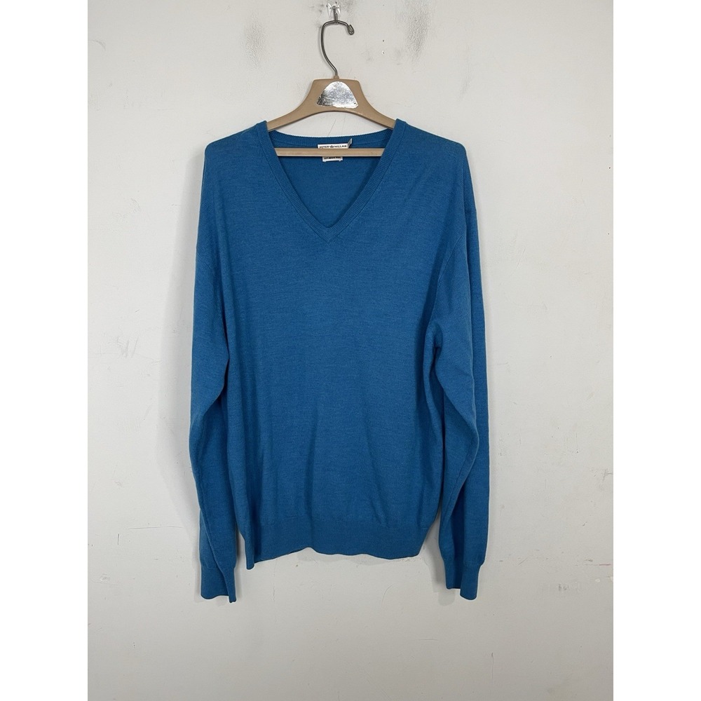 Peter Millar Mens Sweater XXL 100% Merino Wool Golf Luxury Beachy Minimal Blue